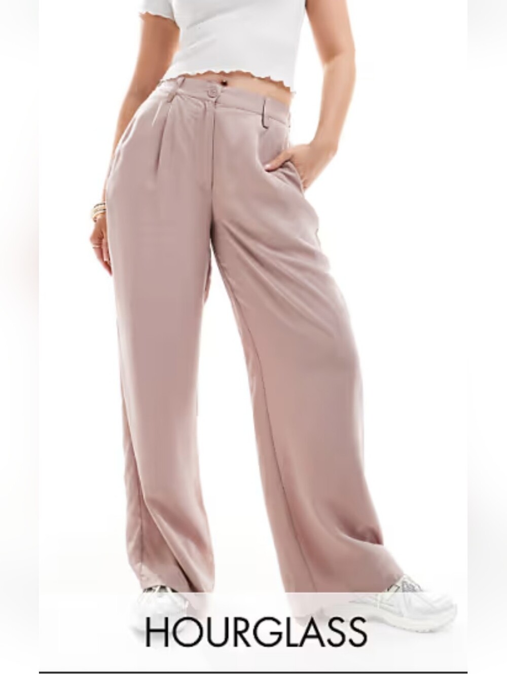 ASOS Hourglass Wide-Leg High-Rise Pants in Dusty Mauve